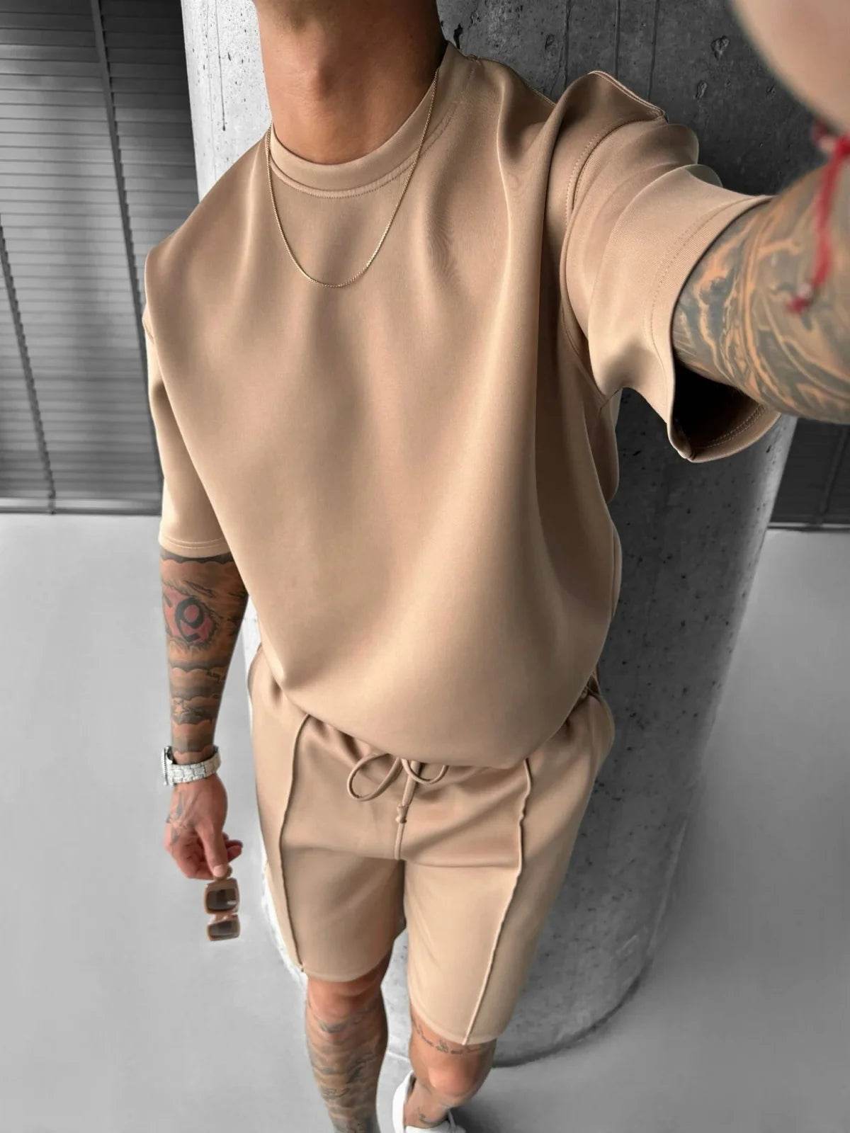 Men 2025 summer fashion sports design sense simple casual solid color quick drying short-sleeved T-shirt trend clothes - AIAZ