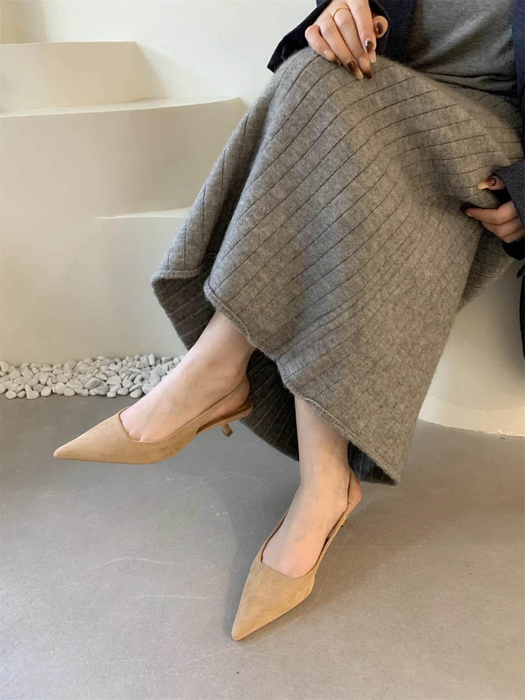 Bailamos Women Sandals Pointed Toe Elegant Low-heel Shoes Summer Fashion Slingback Woman Mules Shoes Pumps Dress Shoes - AIAZ