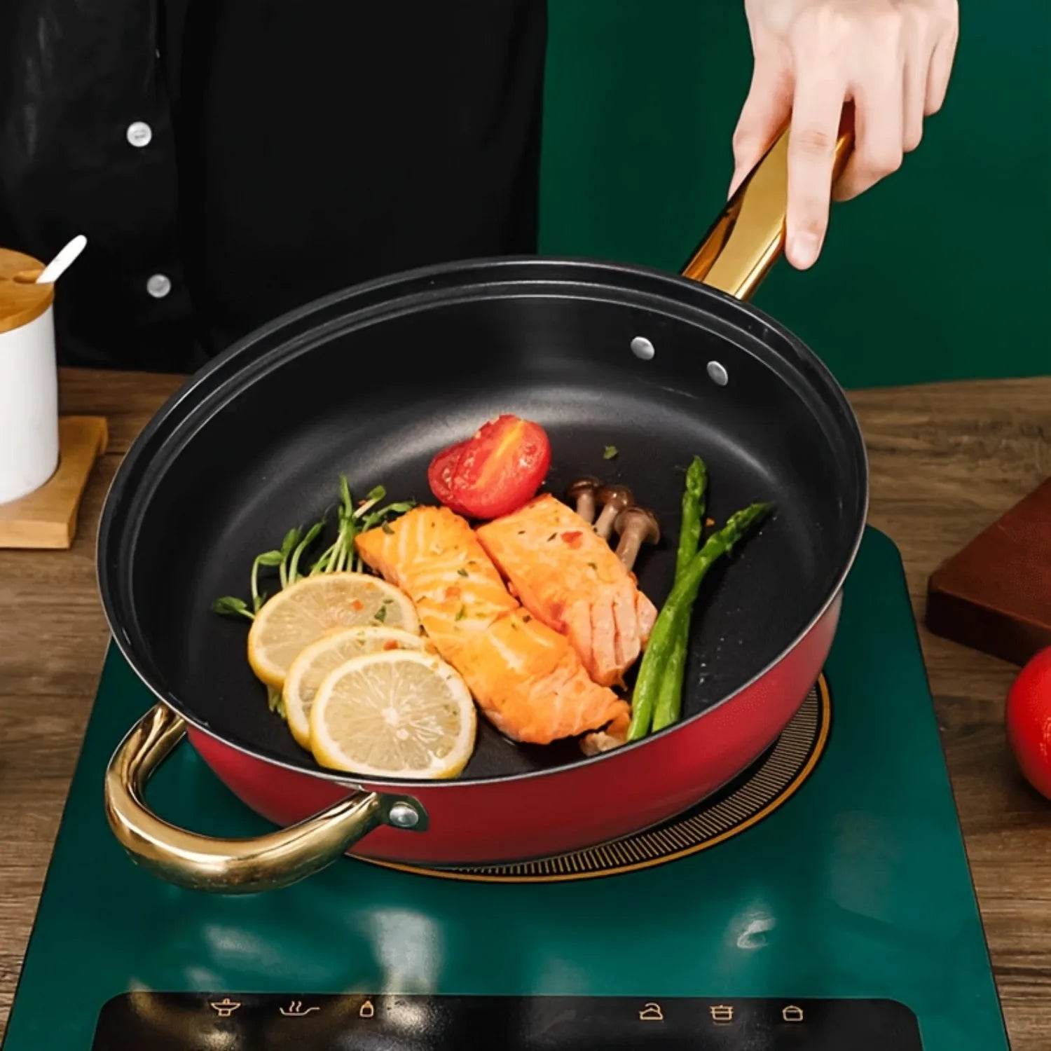 12pcs Stainless Steel Kitchenware Set, Multi-Color Non-Stick Pan Set, Pan, Pan, Pan with Lid, Versatile, Stylish And Durable - AIAZ