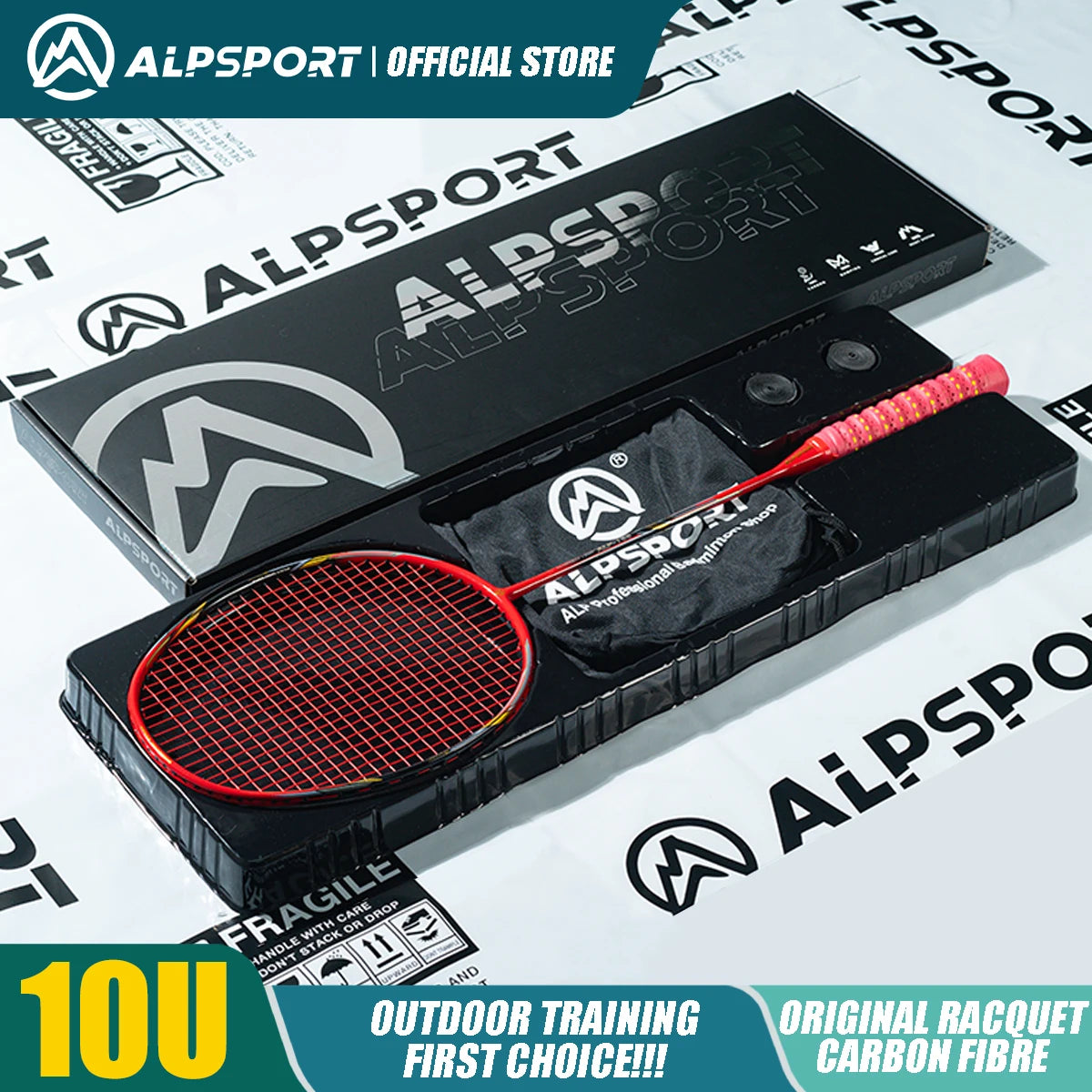 ALPSPORT AIR 10U  Ultralight 52g T800 Badminton Racket Fast Rebound  Lmported MAX 28LBS Carbon fiber + Titanium Badminton Racket