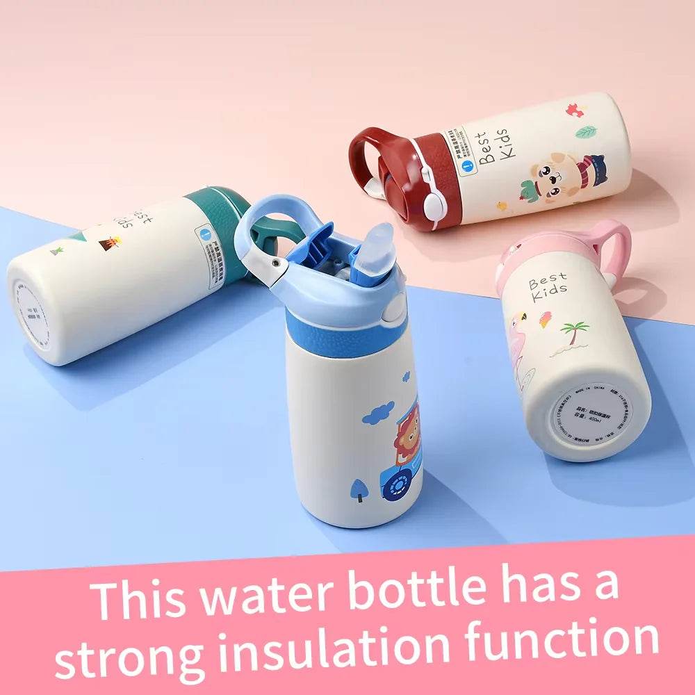Kids Insulated 316 Stainless Steel Water Bottle with Straw, BPA-Free Sports Metal Water Bottle for Home, Office or Car, 14 OZ - AIAZ