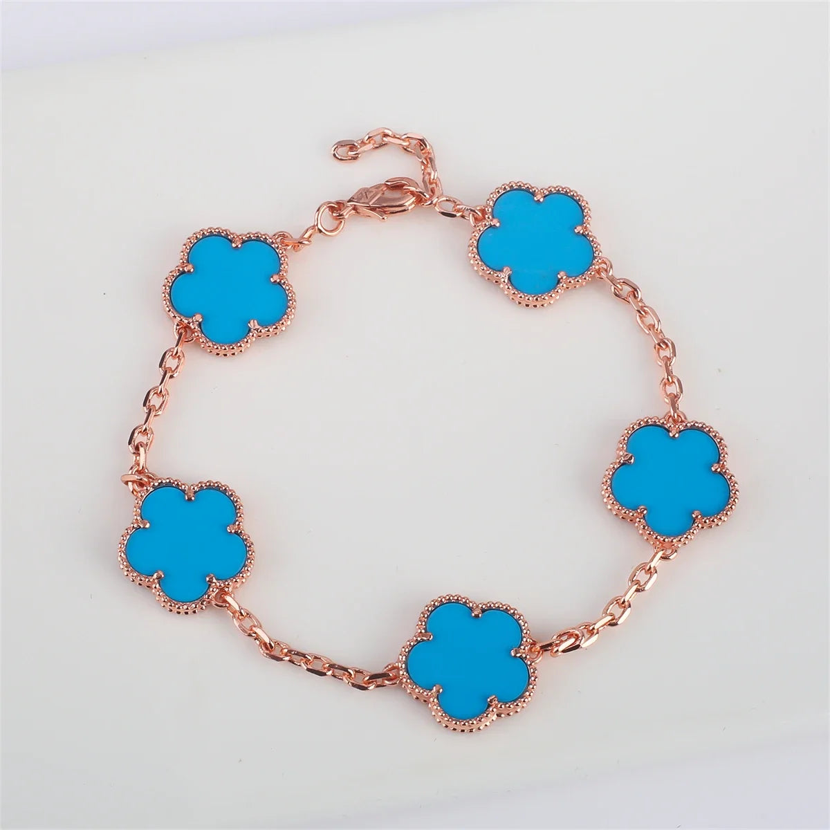 Hot Sale 11 Color Natural Stone Five Leaf Flower Plant Adjustable Bracelet Classic for Woman Fashion Party Jewelry Gift Clover