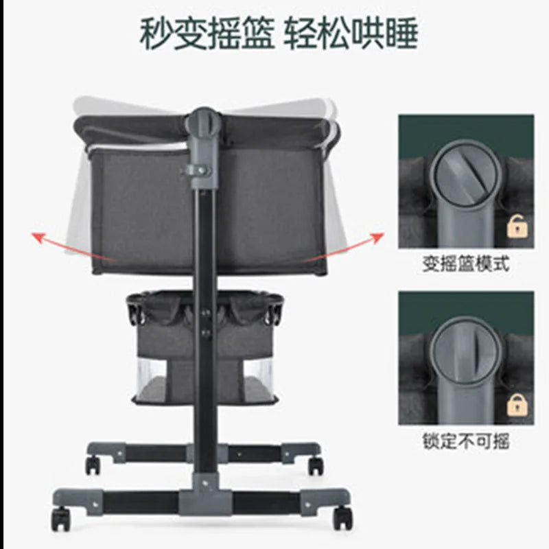 Crib Newborn Bed Splicing Big Bed Baby Crib Multi-functional Mobile Foldable