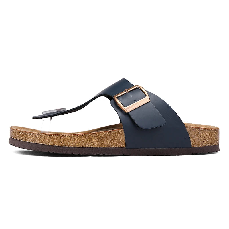 Men's Flip Flops Microfiber Leather Cork Slippers Clogs Outdoor Beach Casual Shoes Chanclas Hombre Durable Non-Slip Luxury Shoes