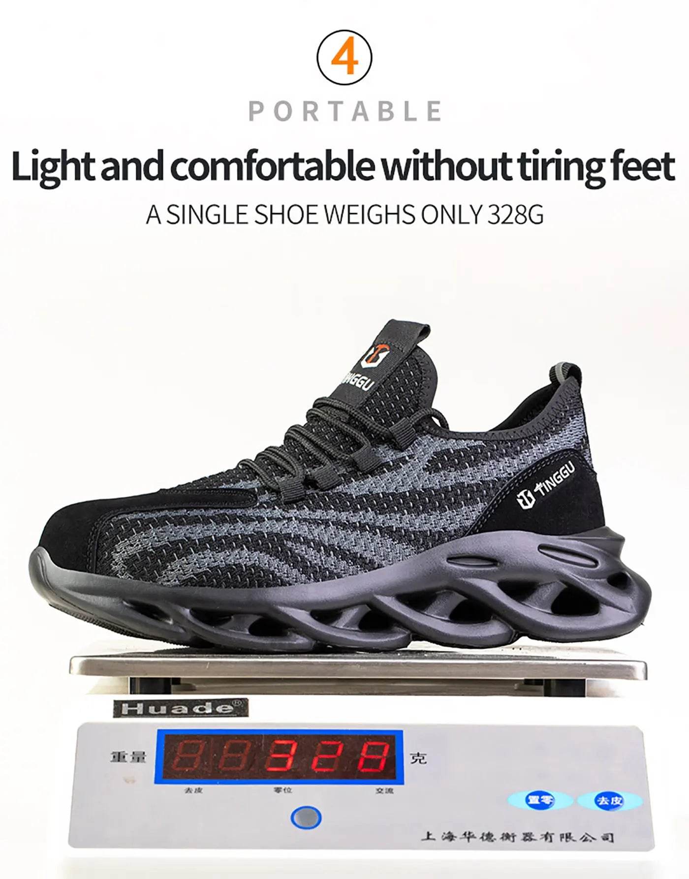 Men's safety shoes are anti impact, anti puncture, soft, comfortable, breathable, anti slip, and wear-resistant work shoes - AIAZ