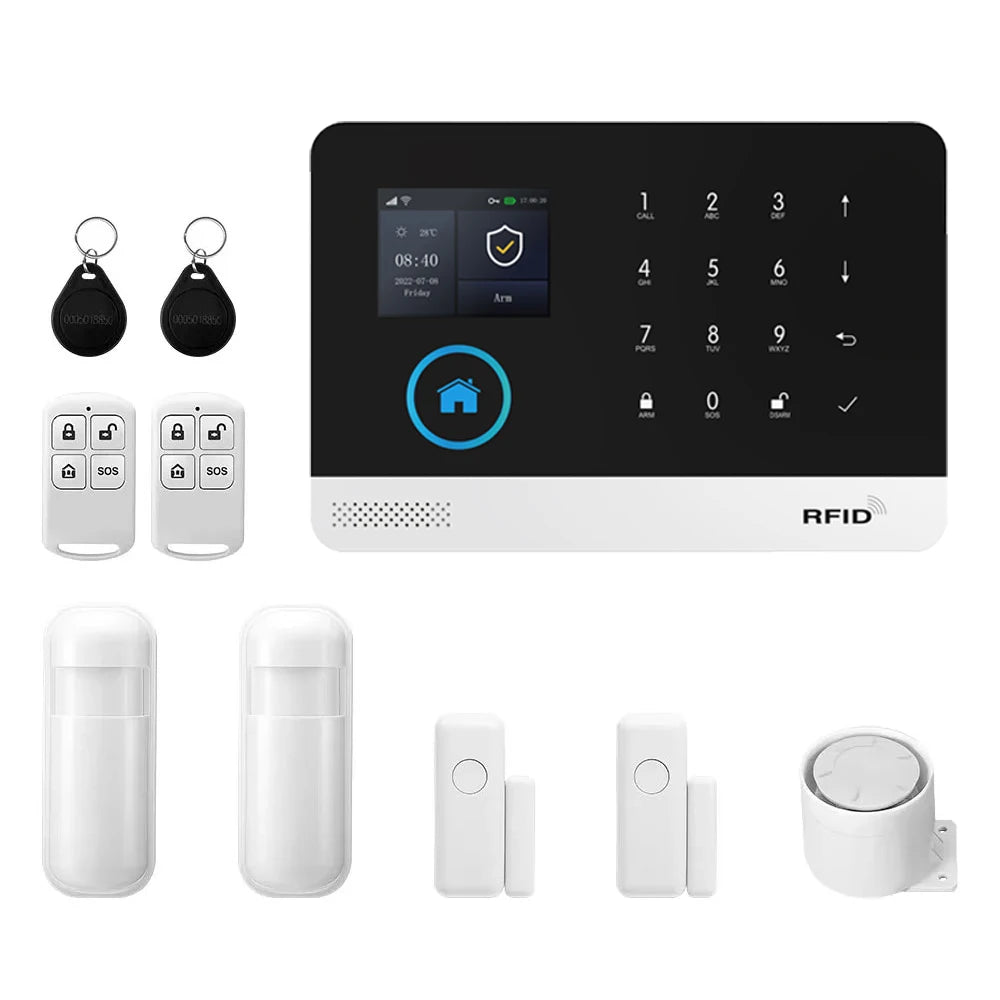PGST WiFi GSM 2G Tuya Smart Life Home Alarm Security System Kit Alexa Automation Alarm Security Protection Door Motion Detector