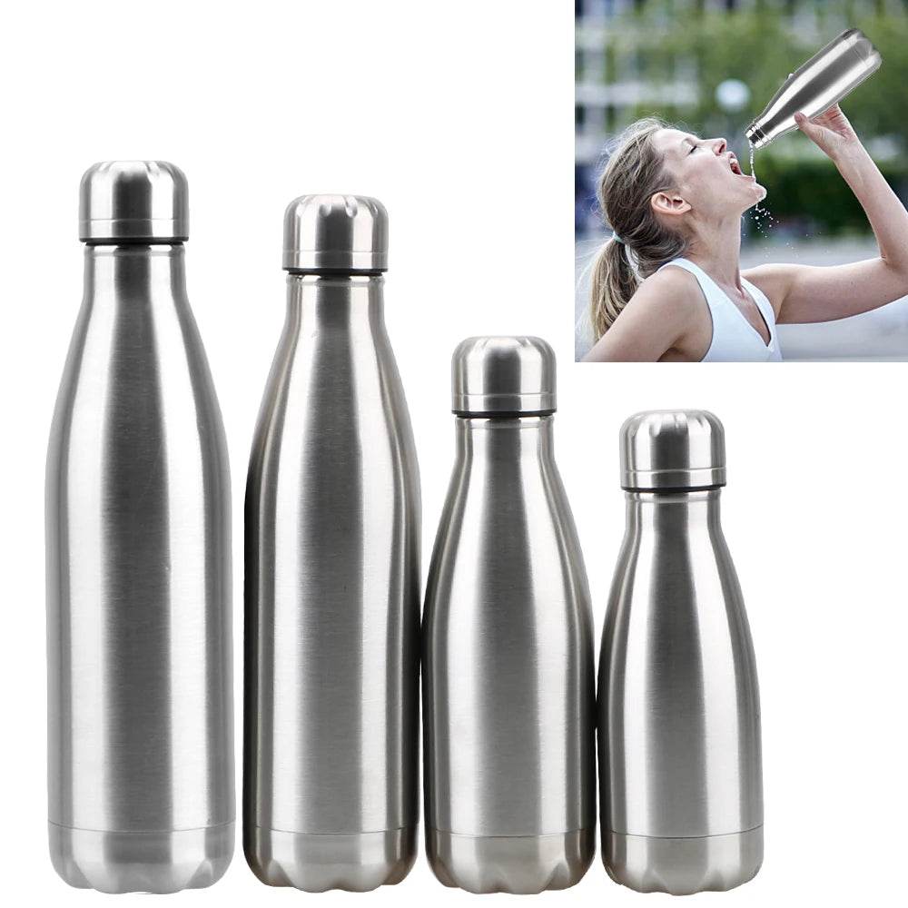 Stainless Steel 350ML 500ML 750ML 1000ML Water Cola Bottle Single Wall Water Bottle Outdoor Travel Sports Drink Bottles - AIAZ