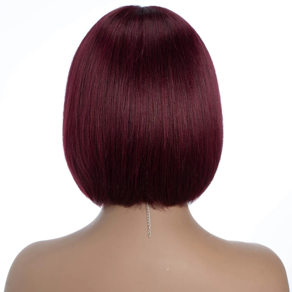 Lekker Blonde Short Straight Bob 100% Human Hair Wigs With Bangs For Women Brazilian Remy Hair Full Machine Made Daily 10" Wig