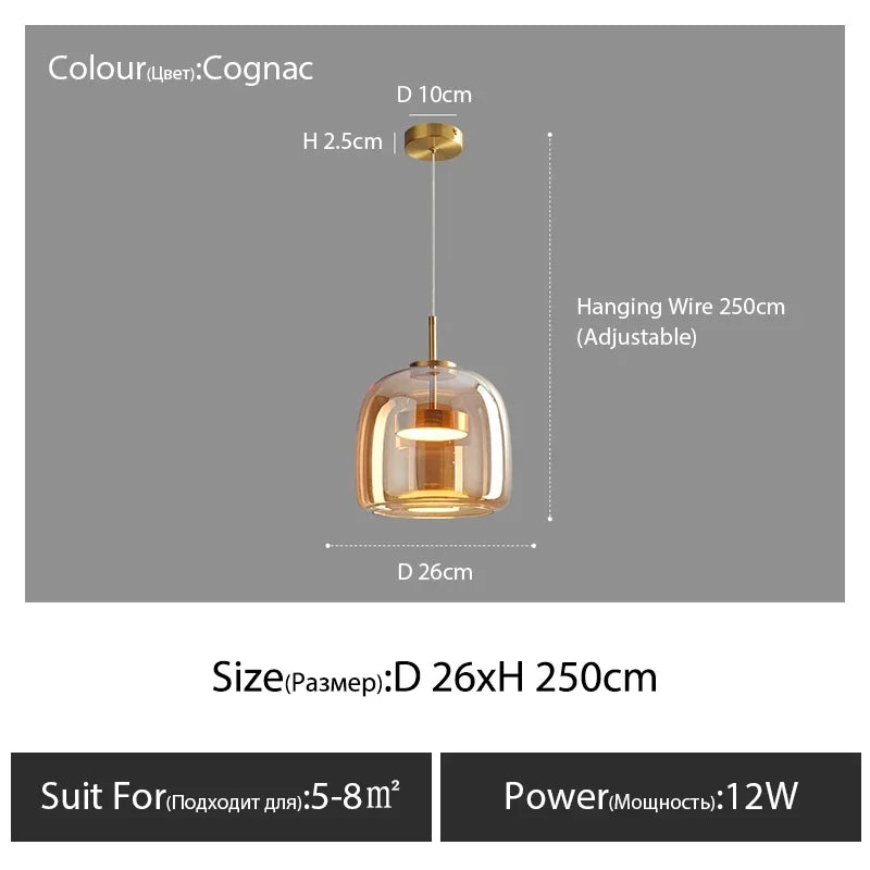 Nordic Glass Restaurant Pendant Lamp Simple Bar Hanging Lamp Dining Room Table  Ceiling Light