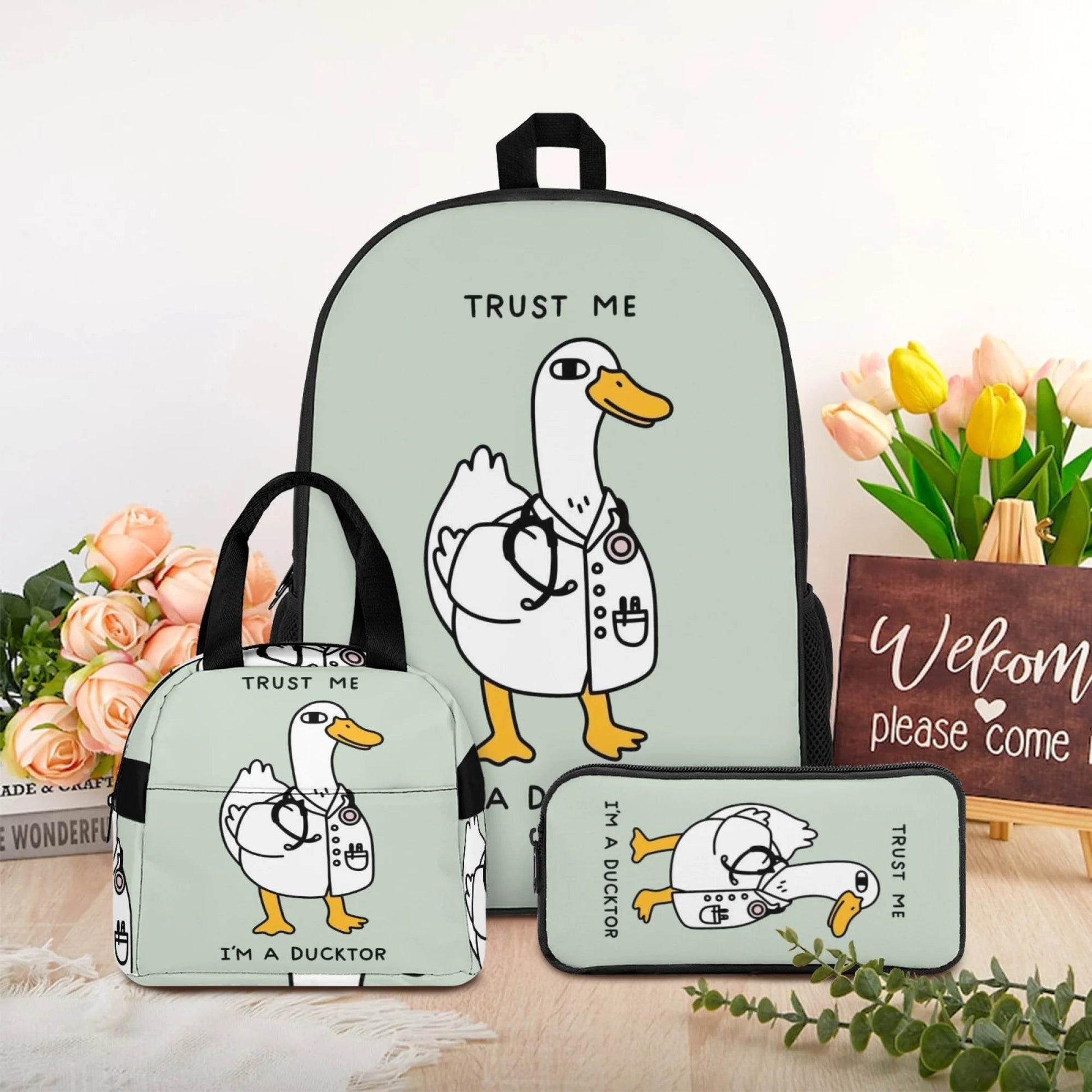 3Pcs Set School Backpack with Front Pocket,Cartoon L-eveling School Bags for Girls Boys,Large Child Backpack - AIAZ