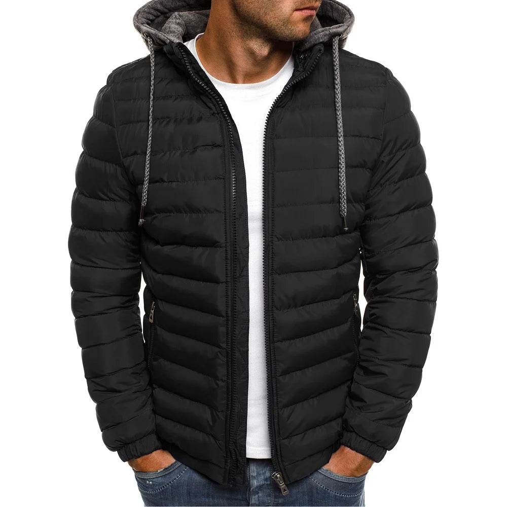 2025 Autumn Winter New Men Down Cotton Windbreak CoatMale Solid Warm Zip Up Hoodie Coats casual Sports men thick jacket - AIAZ