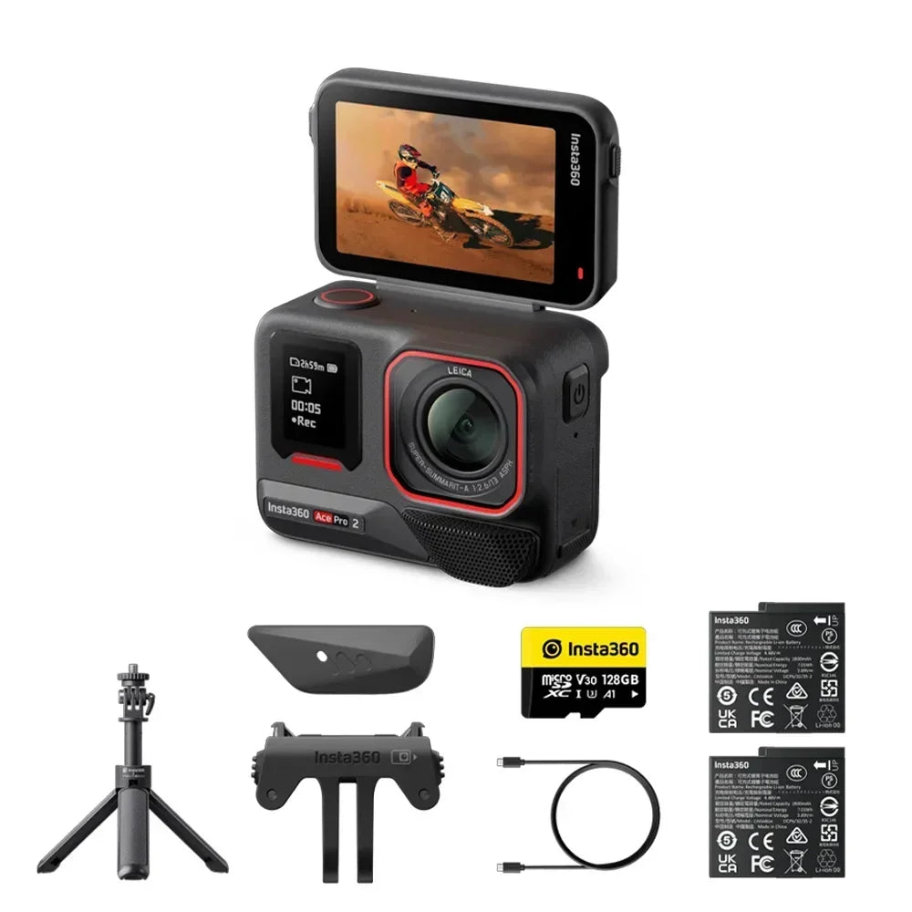 Original Insta360 Ace Pro 2 8K AI Powered Action Cam - Dual Battery Standard Bundle 360 derece aksiyon kamera  4k camera  go pro