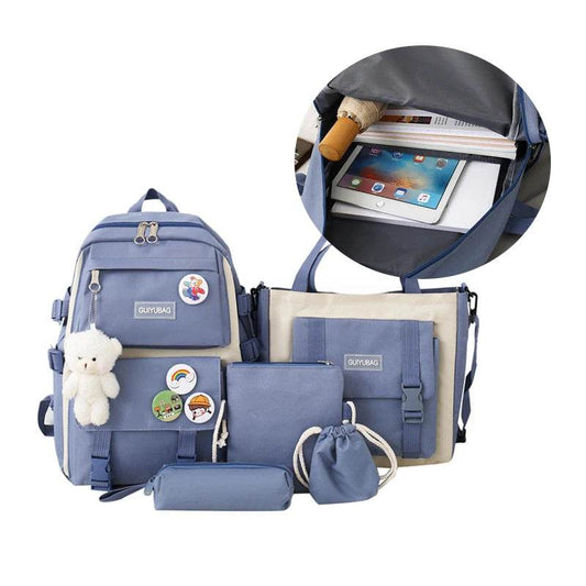 4 Pcs Set Backpack College School Bag For Girls Boys School Bag Best High Quality School Students Schoolbags 4 Pc Backpack - AIAZ