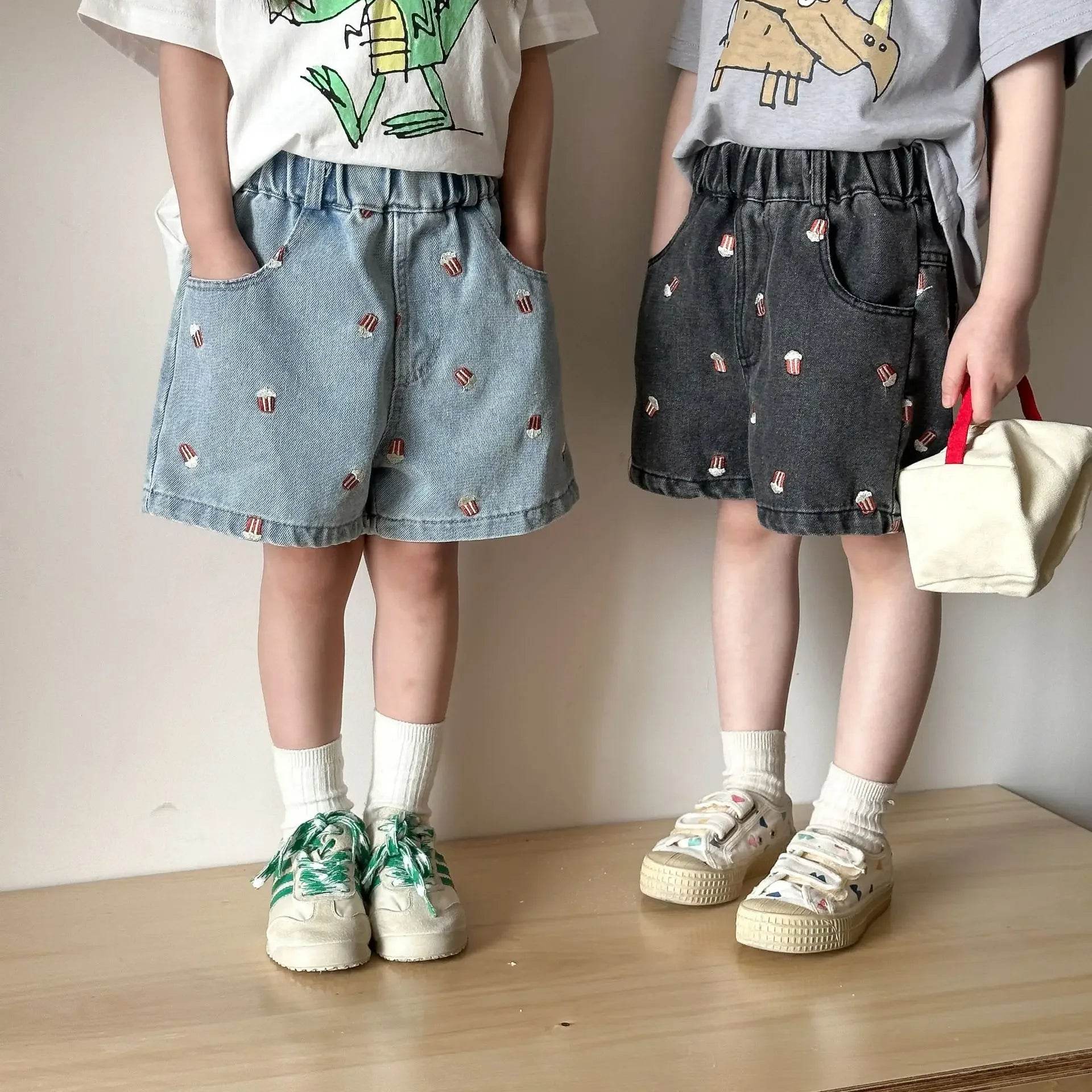 Fashion Cartoob Print Denim Kids Shorts Girls Pants Summer 2025 New Boys Summer Clothes Baby Loose Casual Pants - AIAZ