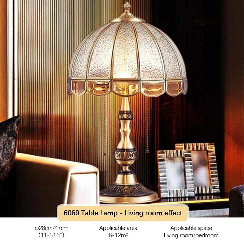 TEMAR Brass Table Lights  Modern European Creative Luxury Glass Copper Desk Lamp For Home Living Room Study Bedroom LED lamp