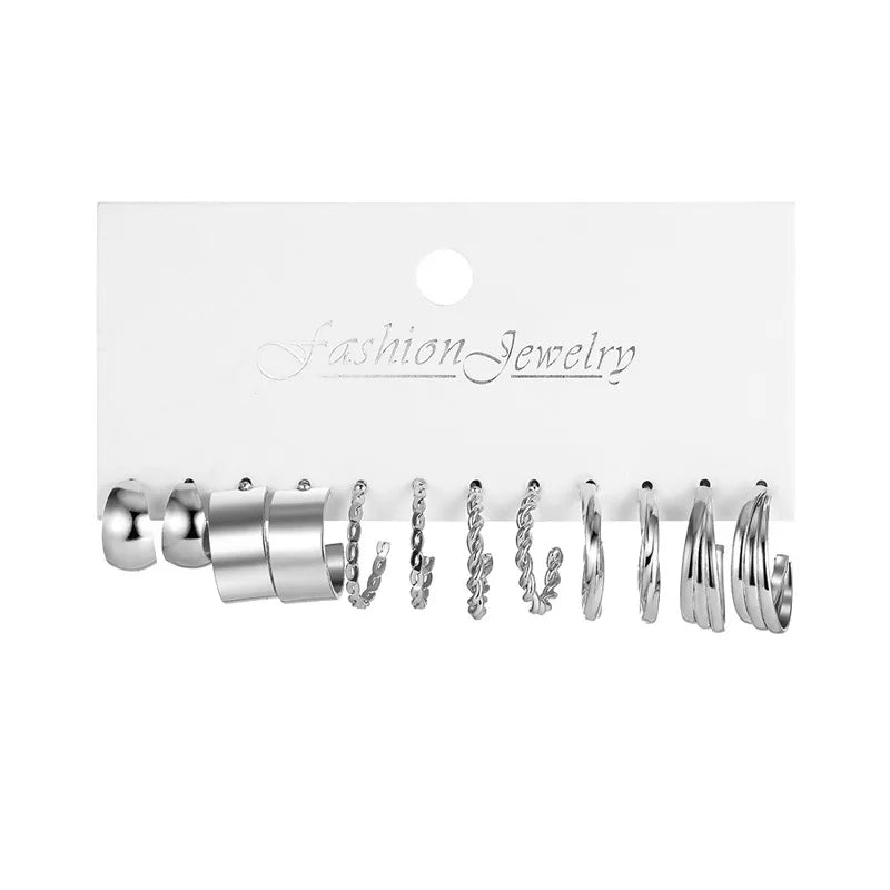 6 Pairs Gold Silver Plated Hoop Earrings Set for Women Lightweight Chunky Ear Ring Multipack Hypoallergenic Jewelry for Gifts