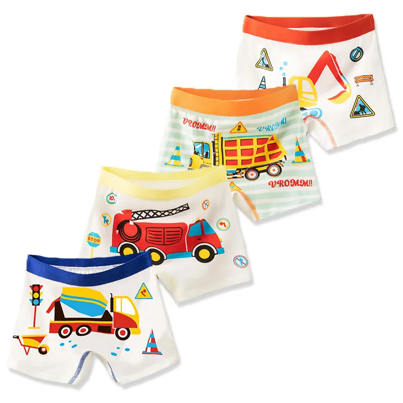 4 Pcs/Lot Children's Underwear Boys Panties Underpants Dinosaurs Helicopters Cars Cotton Breathable Kids Shorts Boy Boxer Briefs