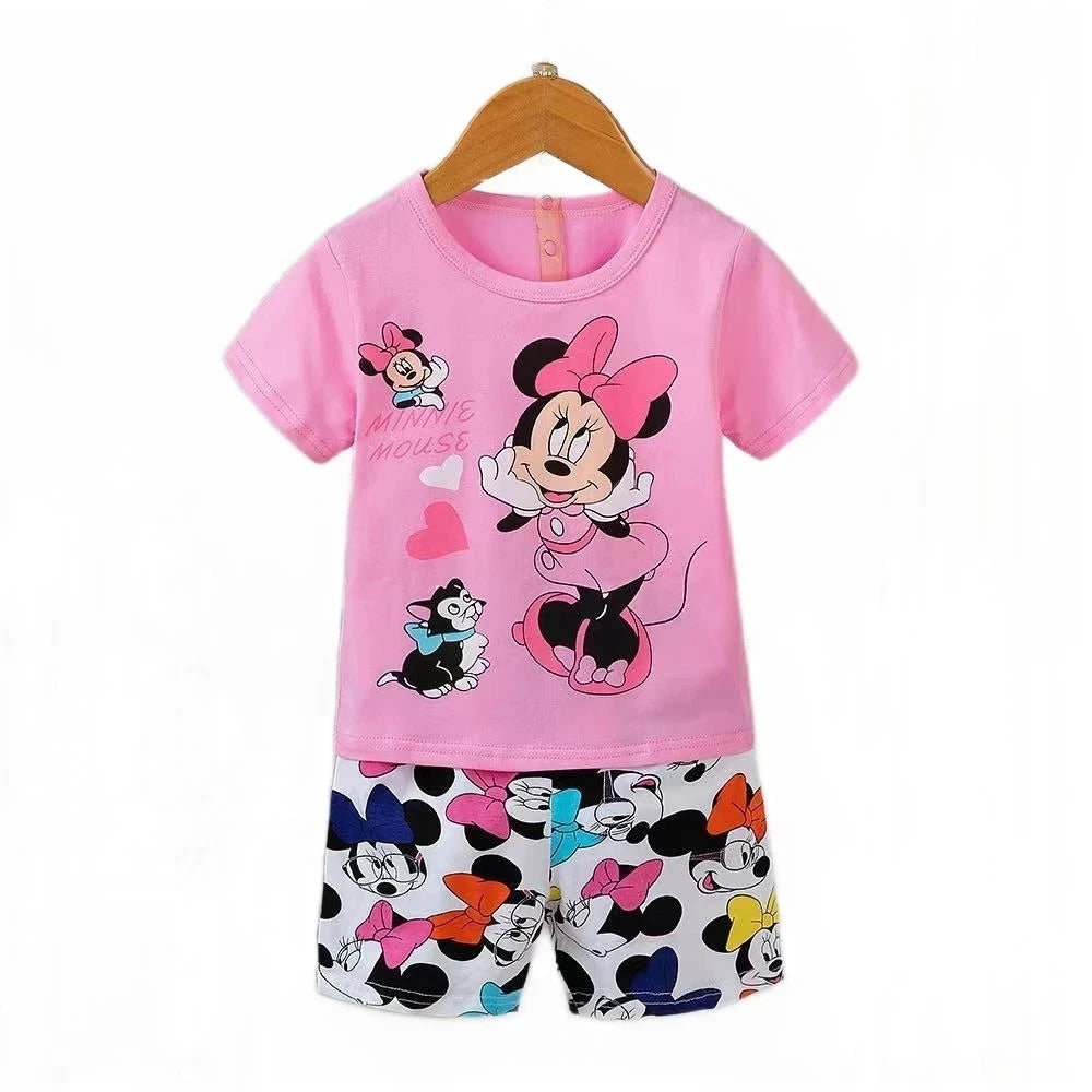 Summer Boys Girls Clothes Set T-shirt+pants 2pcs Children's Clothing Fashion pink Baby OutSet Newborn Baby Suit