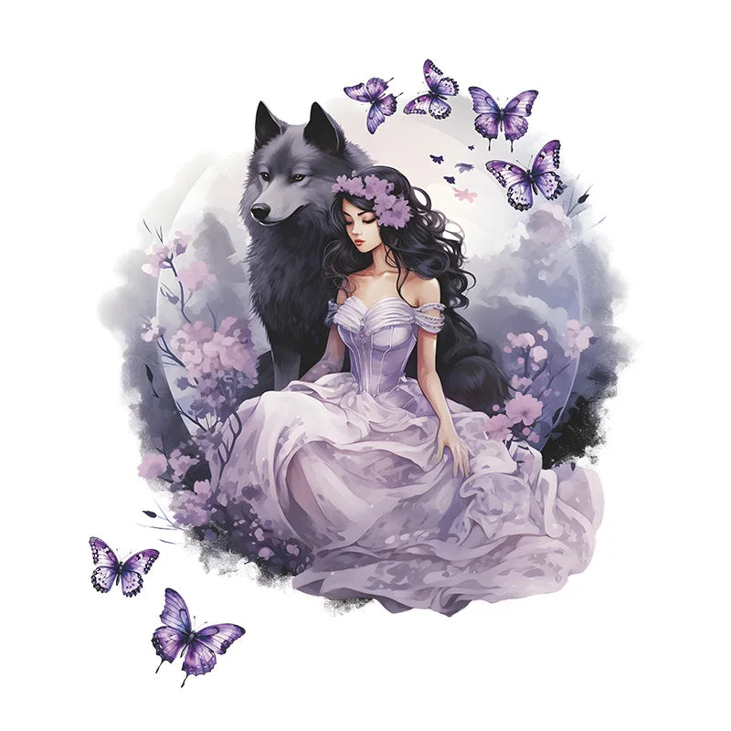 Purple Wolf Girl Vinyl Wall Decal For Kids Room Decoration Room Decor Bedroom Accessories Wall Art Home Decoration Wall Decor