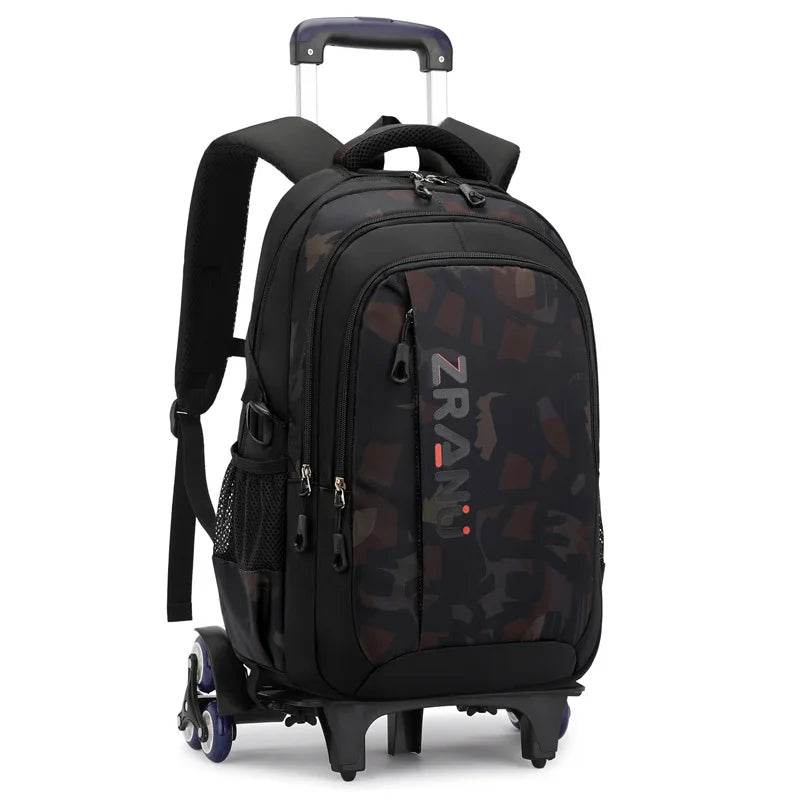 School Rolling backpack bag School Bags with wheels Student wheeled Backpacks for boys Children School Trolley Bag Waterproof - AIAZ