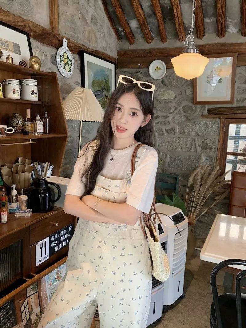 Jumpsuits Women Cute Lively Fashion Simple Floral New Autumn All-match Simple Temperament Korean Style Tender Straight Trousers - AIAZ