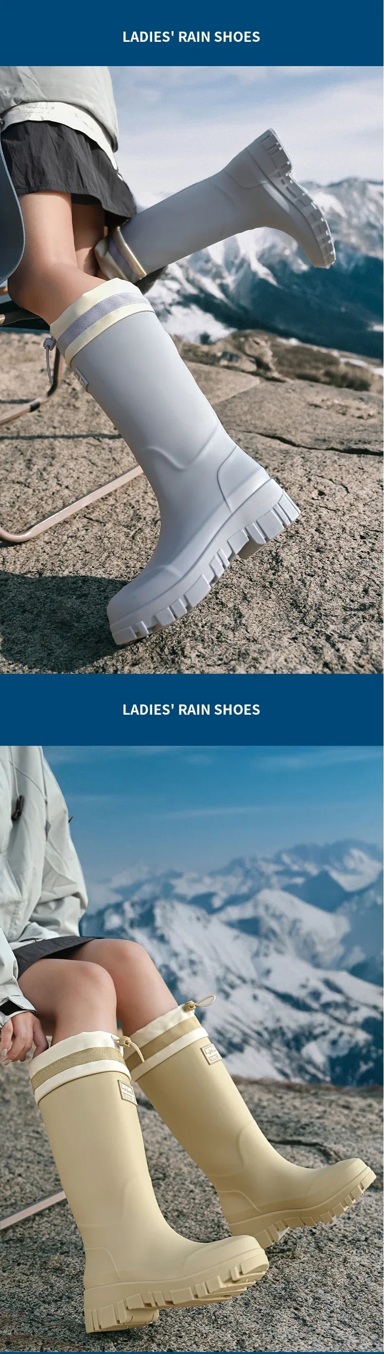 Family-sized Waterproof & Non-slip Rain Boots for Outdoor Activities, Matching Designs for Adults & Kids