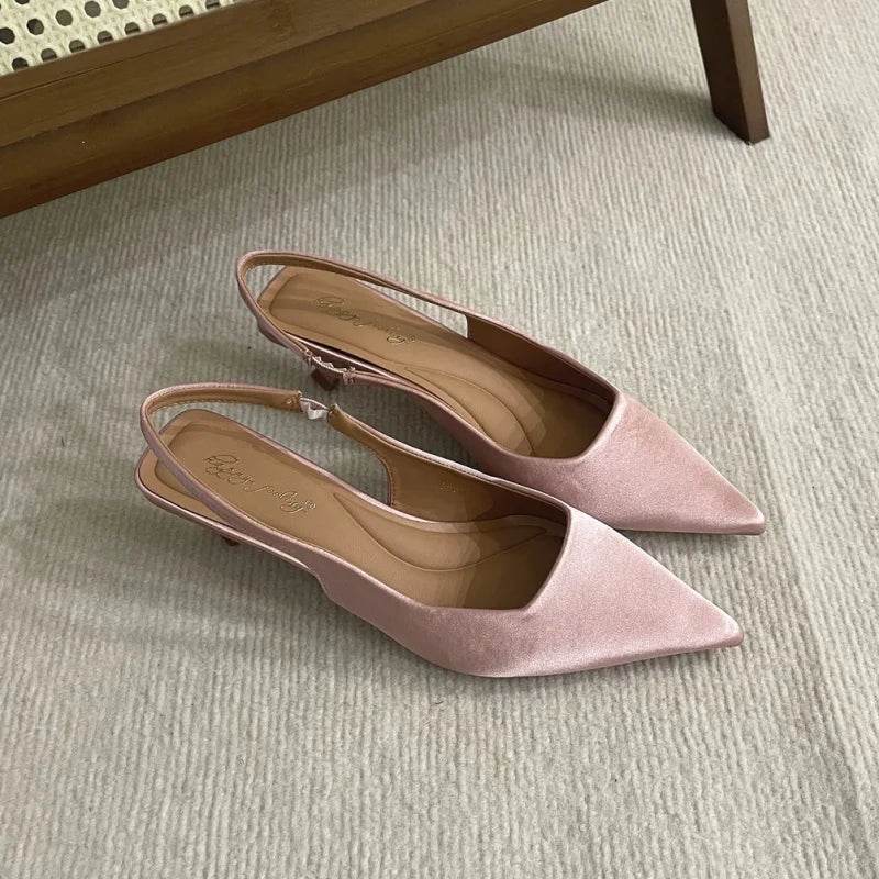 Bailamos Women Sandals Pointed Toe Elegant Low-heel Shoes Summer Fashion Slingback Woman Mules Shoes Pumps Dress Shoes - AIAZ
