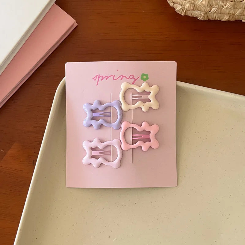 4pcs/set Cute Colorful Geometric Mini Hair Clips For Girls Sweet Hair Ornament Hairpins Barrettes Kids Lovely Hair Accessories