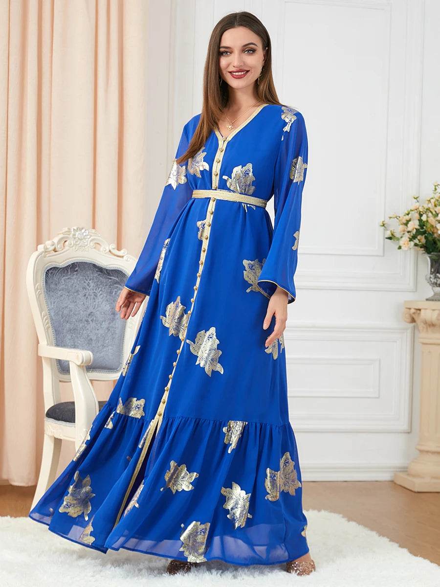 Morocco Dress For Women 2022 Autumn Muslim Abaya Fashion Dubai Abayas Iron Button Belted Kaftan Split Hem Party Dresses Vestidos - AIAZ