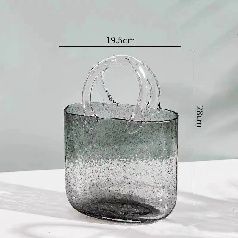 Transparent Glass Handheld Vase Creative Hydroponic Flower Arranger Living Room Decorative Tabletop Aquarium Modern Simplici