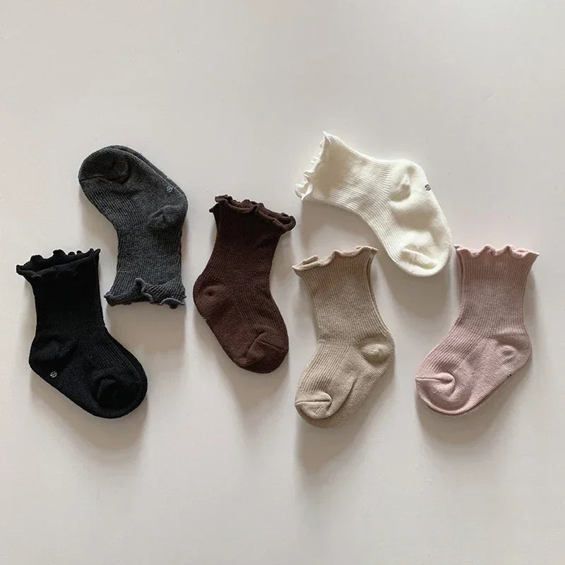 Newborn Cute Ruffle Lace Cuff Socks Infant Baby Girls Ankle Socks Spring Autumn Children Kids Soft Warm Ribbed Cotton Floor Sock