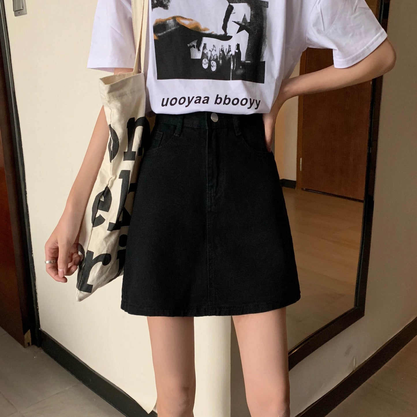 High Waist Denim Skirt Versatile Skirt Women's Clothing A-Line ort Skirt Slimming Wraparound Summer 202 plus Size - AIAZ