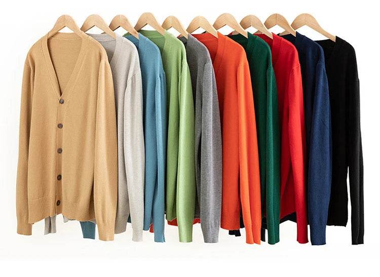 BROWON Brand Mens Sweater Cardigan Business Casual Classic V-neck Solid Color Cardigan Men Sweater Korean Fashion Mens Clothes - AIAZ