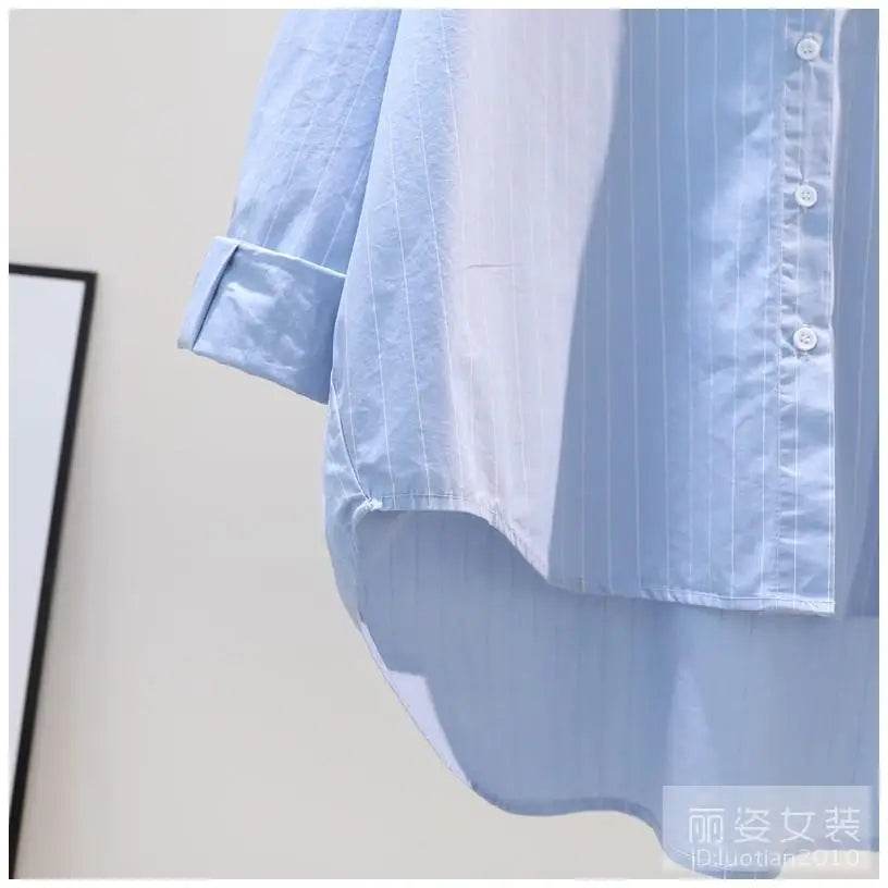 Women's Clothing 2023 Striped Simplicity Fashion Casual Spring Summer Thin Pockets Turn-down Collar Button Loose Formal Blouses - AIAZ