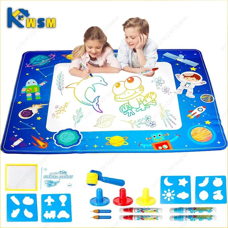 Magic Water Drawing Mat Reusable Doodle Painting Board with Pens Montessori Educational Toys for Kids Halloween Christmas Gift - AIAZ