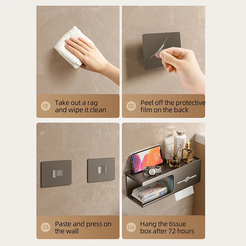 Toilet Paper Holder Wall-Mounted Carbon Steel Toilet Paper Holder Tissue Rack Bathroom Tissue Holder Bathroom Accessories