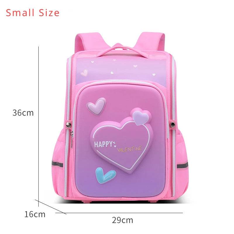 primary school bags for girls cute cartoon love heart pink school backpack student bookbag elementary school kids backpack - AIAZ
