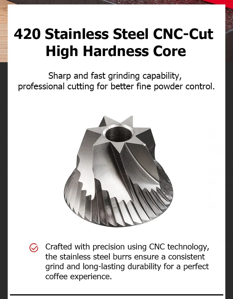 Manual Coffee Grinder Stainless Steel Conical Burr Adjustable Setting High Quality Portable Hand Grinder