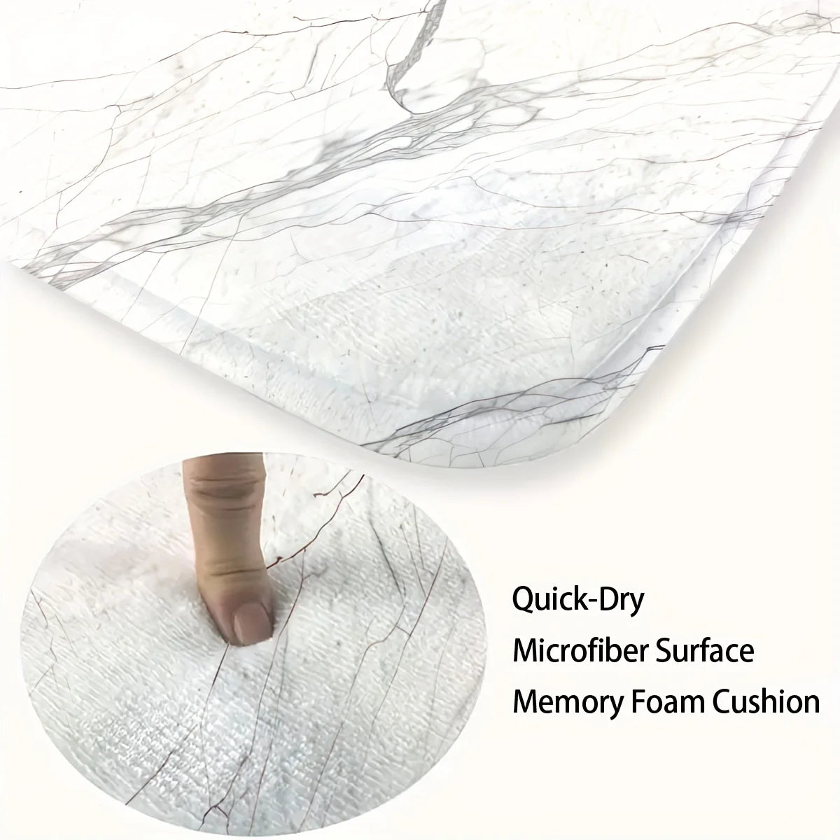 3PCS Marble Bath Mat Set  Non-Slip Machine Washable Includes Floor Mat & Toilet Cover Christmas Decor Polyester Bathroom Upgrade