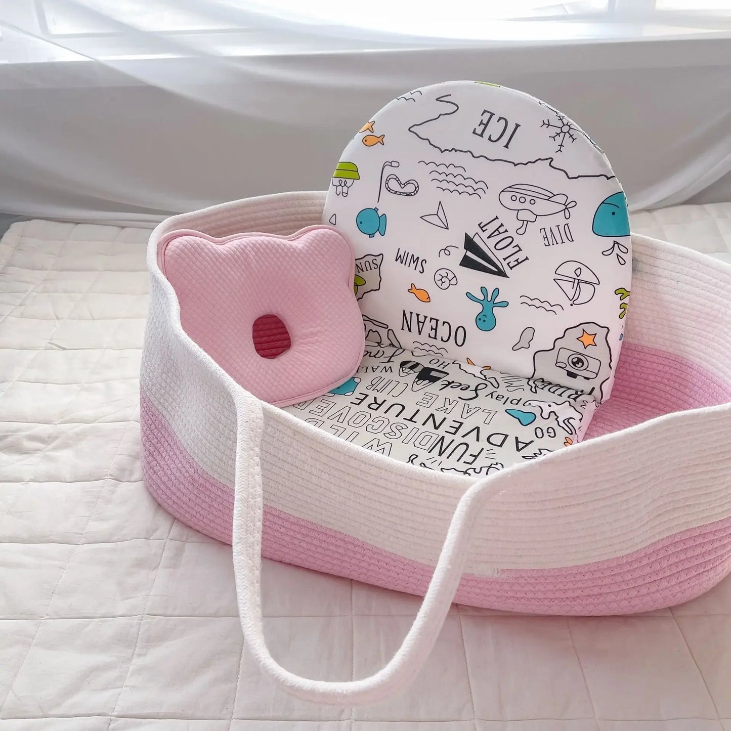 Ins Newborn Hand Basket Cotton Rope Woven Crib Baby Cradle Portable Outdoor Sleeping Infant Accessories Photography Props Gifts