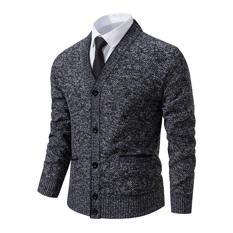 Men's knitted cardigan casual V-neck autumn and winter new sweater coat - AIAZ