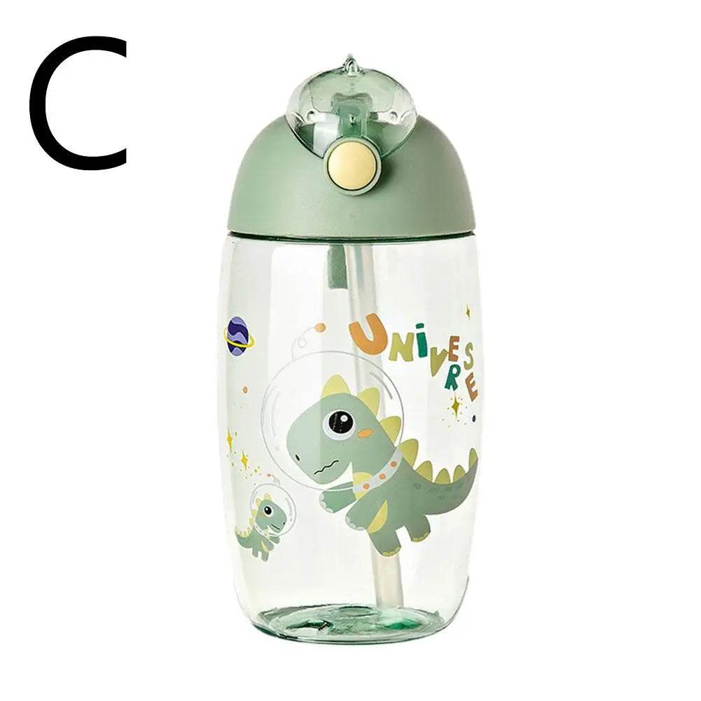 500ml Children's Dinosaur Water Bottle With Silicone Straw Leak Proof Plastic Water Bottle Summer Children's Water Cup - AIAZ
