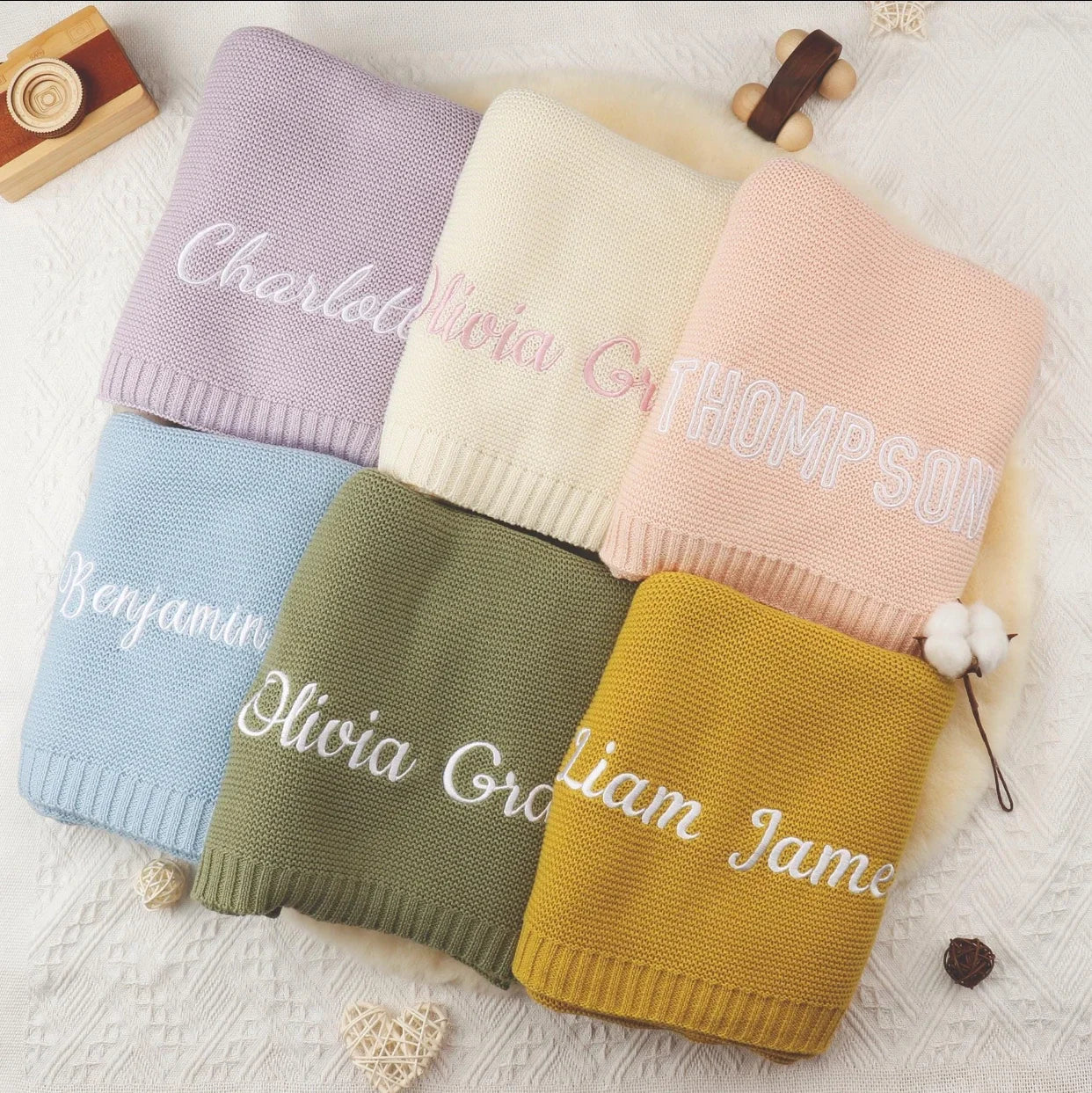 Personalized Baby Blanket Cotton Stroller Blanket Hug Quilt Knitted Cotton Birthday Gifts Bebé Bedding Swaddle Girls Boys Item