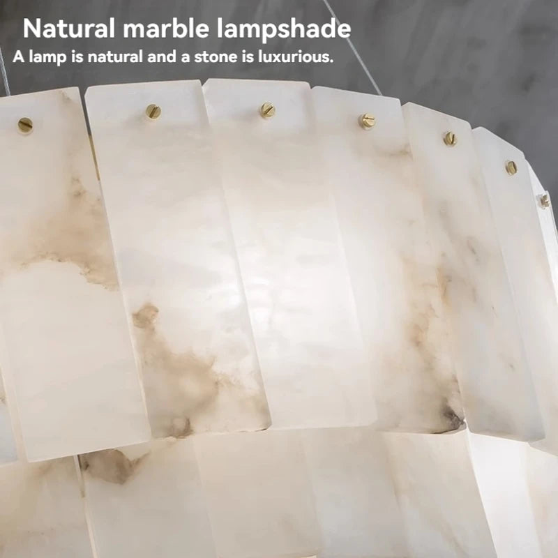 Natural Marble Brass Pendant Light Luxury Nordic Gold Chandelier for Living Room Dining Room Bedroom Bar Study Lighting Fixture