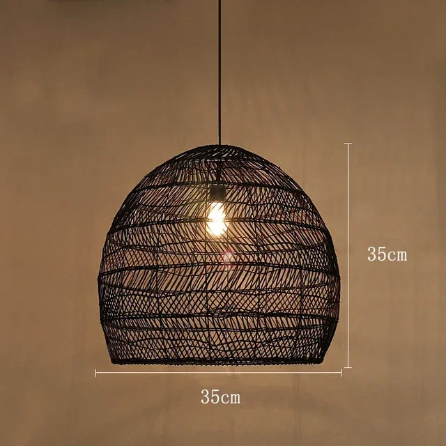 Japanese Style Wooden Woven Handmade Pendant Lights Restaurant Bedroom Study Room Chandelier Pastoral Rattan Tatami Chandeliers