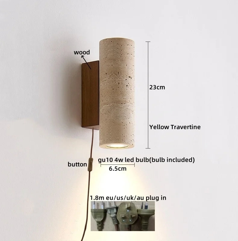 Simple Yellow Travertine Led Wall Lights For Balcony Bedroom Living Room Home Decor Modern Bedside Lamp Luminaria De Parede
