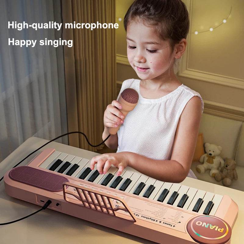 Children's Piano Keyboard 37 Keys Multifunctional Electronic Piano with Microphone Children's Early Education Educational Toys - AIAZ