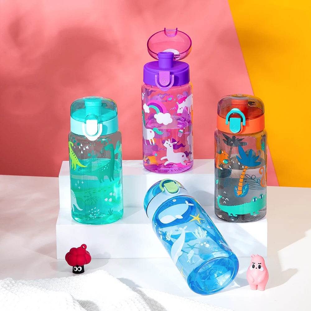 600ml Cartoon Animal Water Bottle Portable Safety Lock Cute Straw Cup Kids Leak-proof Drinking Jug For Outdoor Camping Travel - AIAZ