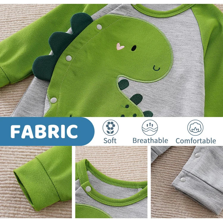 Spring And Autumn Boys And Girls Cute Cartoon Dinosaur 3d Printing  Comfortable Casual Baby Bodysuit