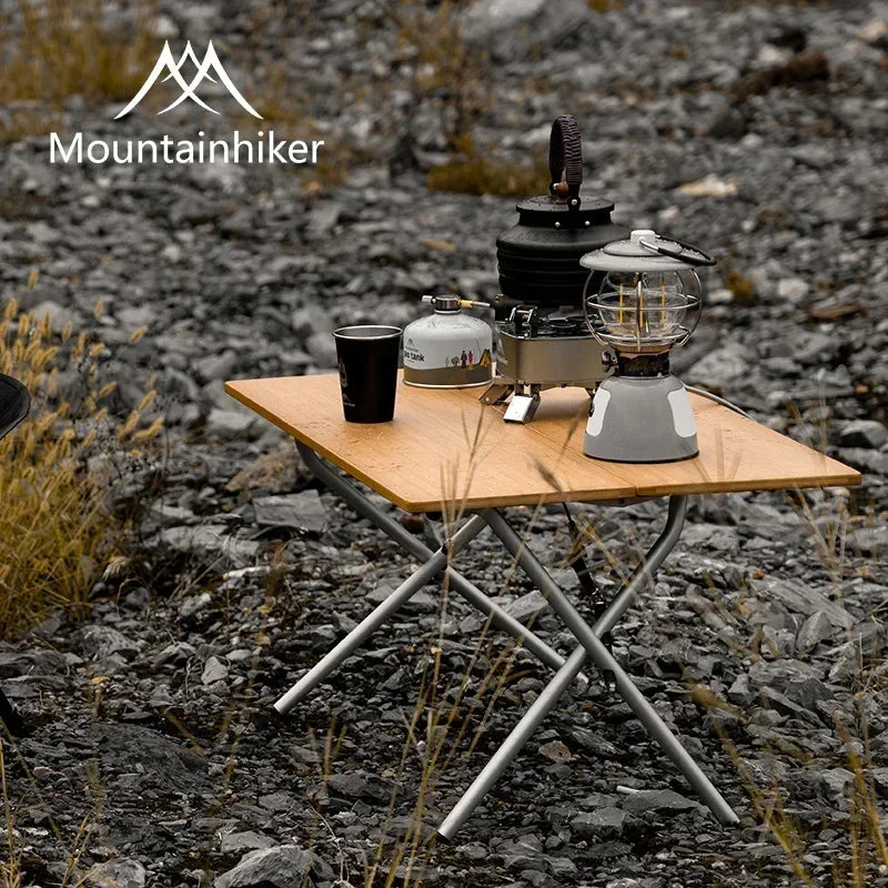 MOUNTAINHIKER Outdoor Camping Bamboo Folding Table Portable Fast Storage Folding Desk Outdoor Dining Table Picnic BBQ Table
